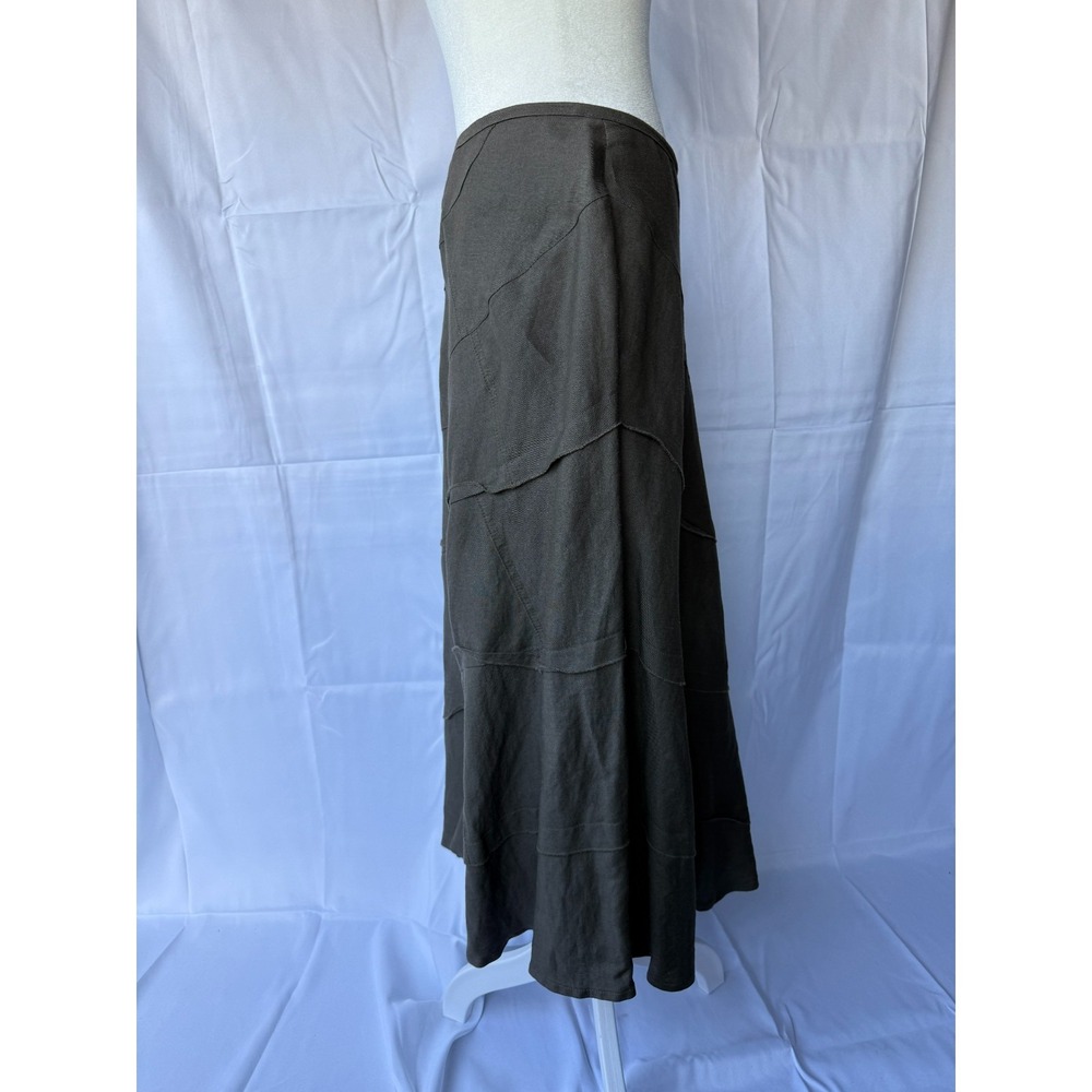 Sandro Sportswear Midi Skirt Brown Size 6‎ Patchwork Whimsygoth Boho Lagenlook - Picture 4 of 12